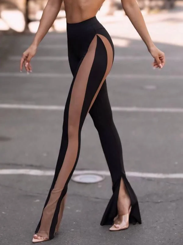 Elegant Comfort ❤ZASUWA Female Super Sexy Unique Sheer Mesh Split Leggings