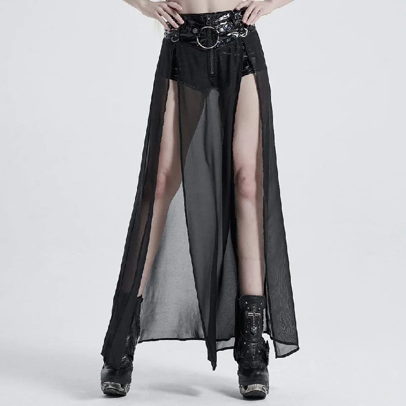 Creative Prints Women's Gothic Faux Leather Shorts With Overskirts