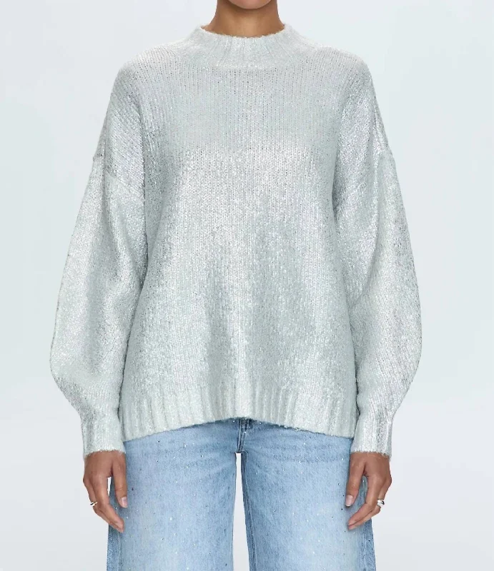 Breathable Design Carlen Mock Neck Sweater In Snow Disco