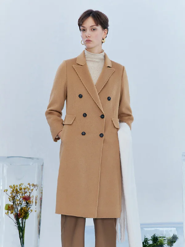 Elegant Outline Cashmere Double Face Mid-Length Women Coat