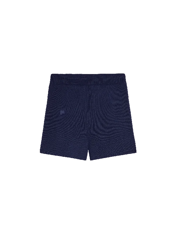 Editorial Design Knit Shorts—navy blue