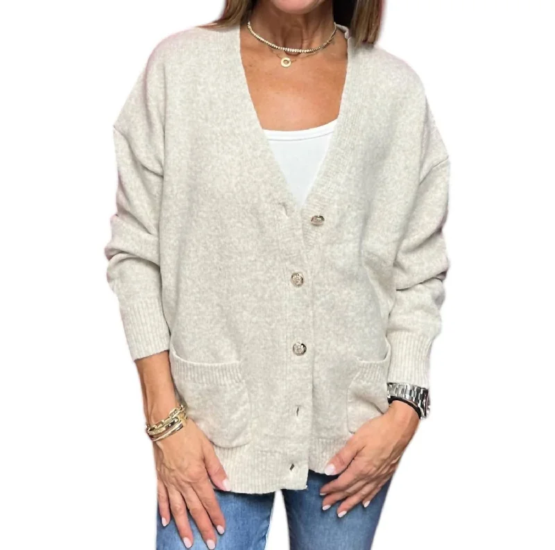 High Street Series Brooklyn Oversized Cardigan In Oatmeal