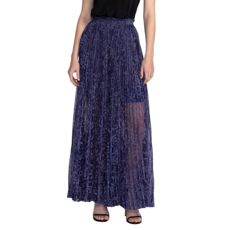 Goddess Outfit Montee Pleated Maxi Skirt In Electric Blue