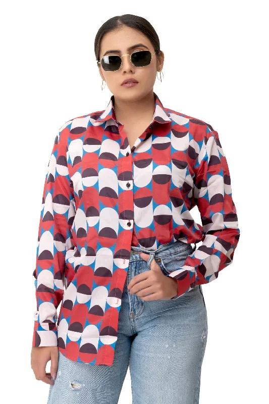 Soft Fashion Geometric Red Angles Printed Shirt