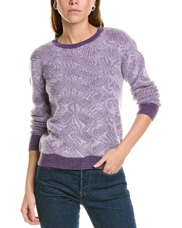 High-end Sense sofiacashmere Two-Tone Brioche Cable Cashmere Sweater