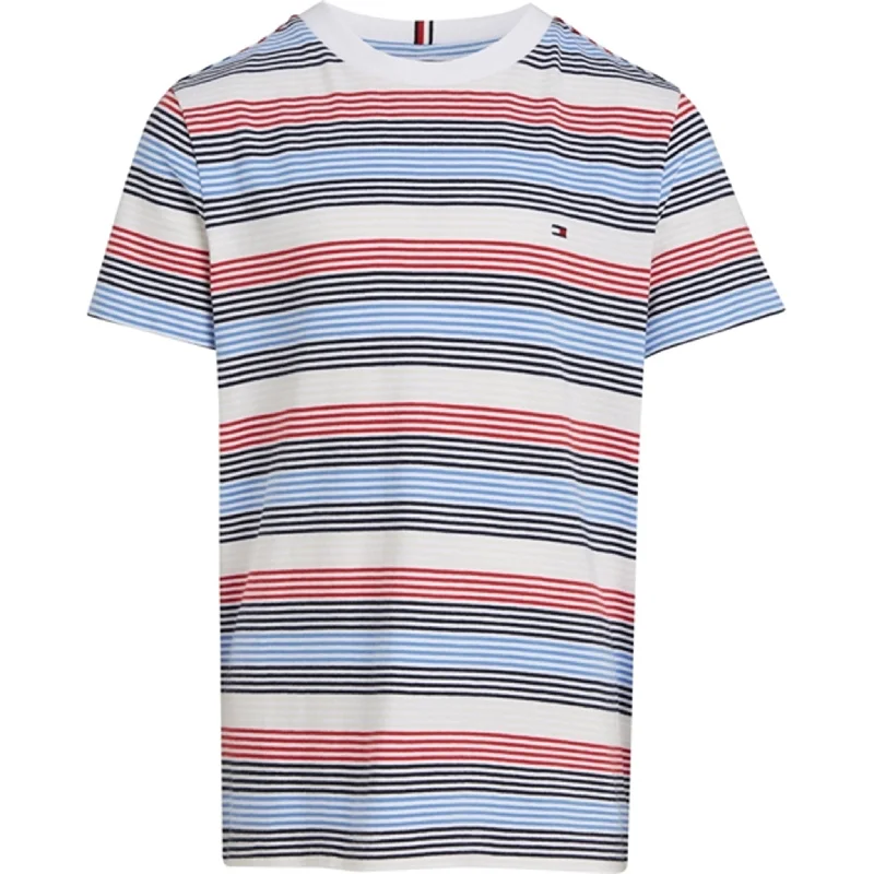 Embroidery Design Tommy Hilfiger Corporate Stripe T-Shirt Red White Blue Stripe