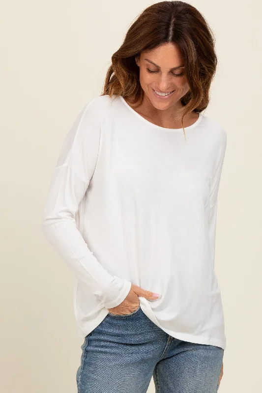 Luxury Classic Ivory Drop Shoulder Long Sleeve Top