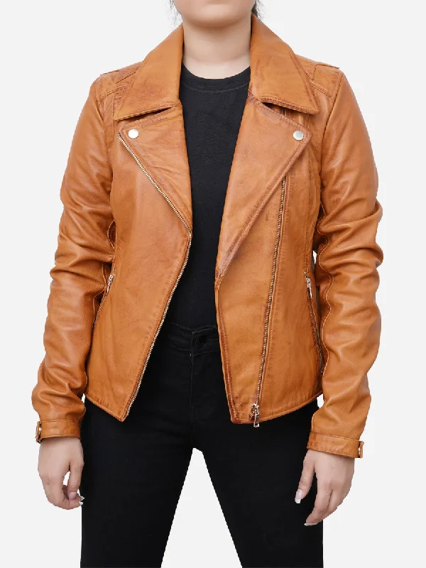 Celebrity Style Catalina Motorcycle Distressed Brown Leather Jacket