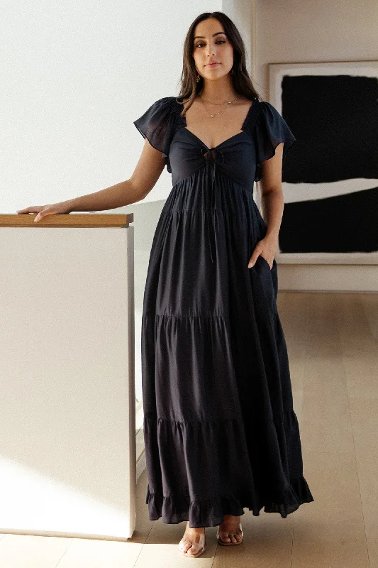 Elegant Outline Agatha Maxi Dress | Dark Blue