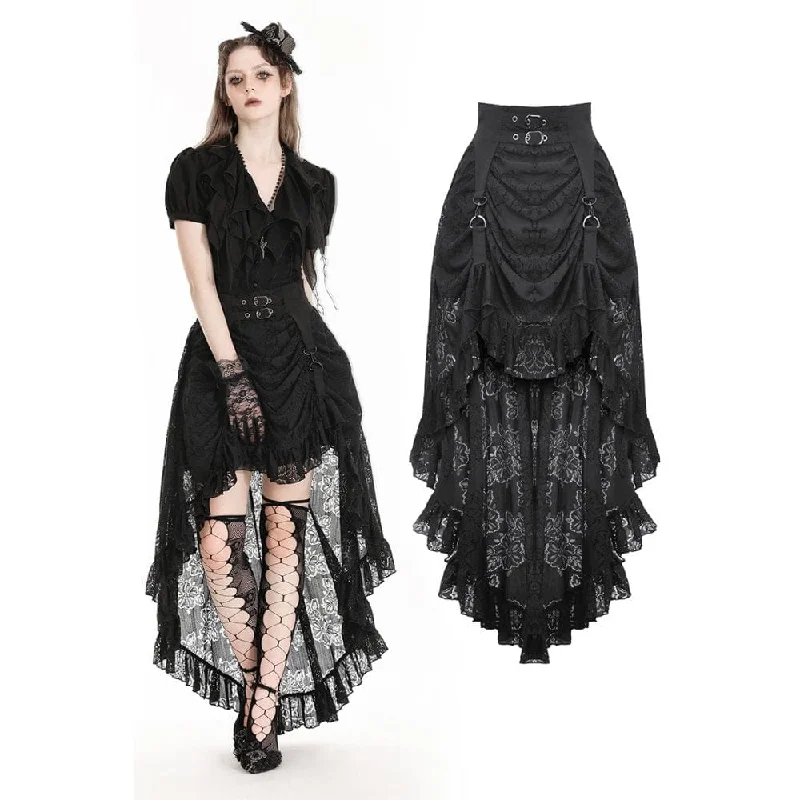 Fashion And Simplicity Women's Gothic High/Low Lace Skirt