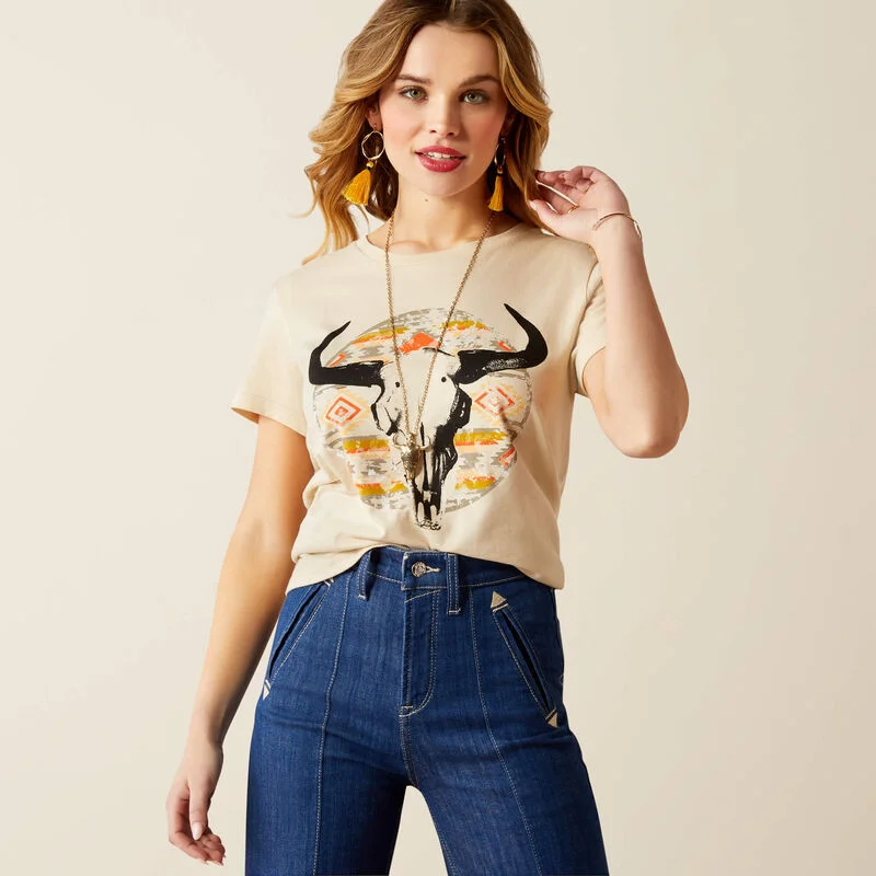 Luxury Fashion Women's Ariat Longhorn Watercolor T-Shirt #10054039