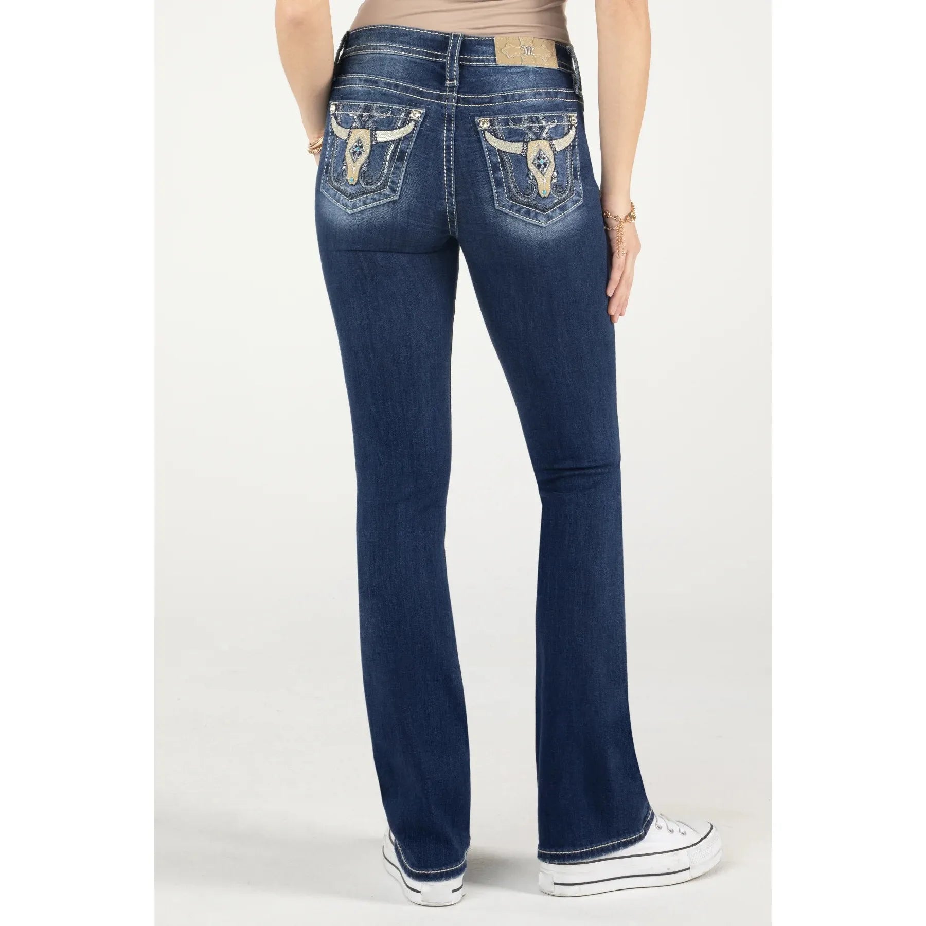 New Design Miss Me Sequin Swirl Longhorn Bootcut Jeans #M9220B