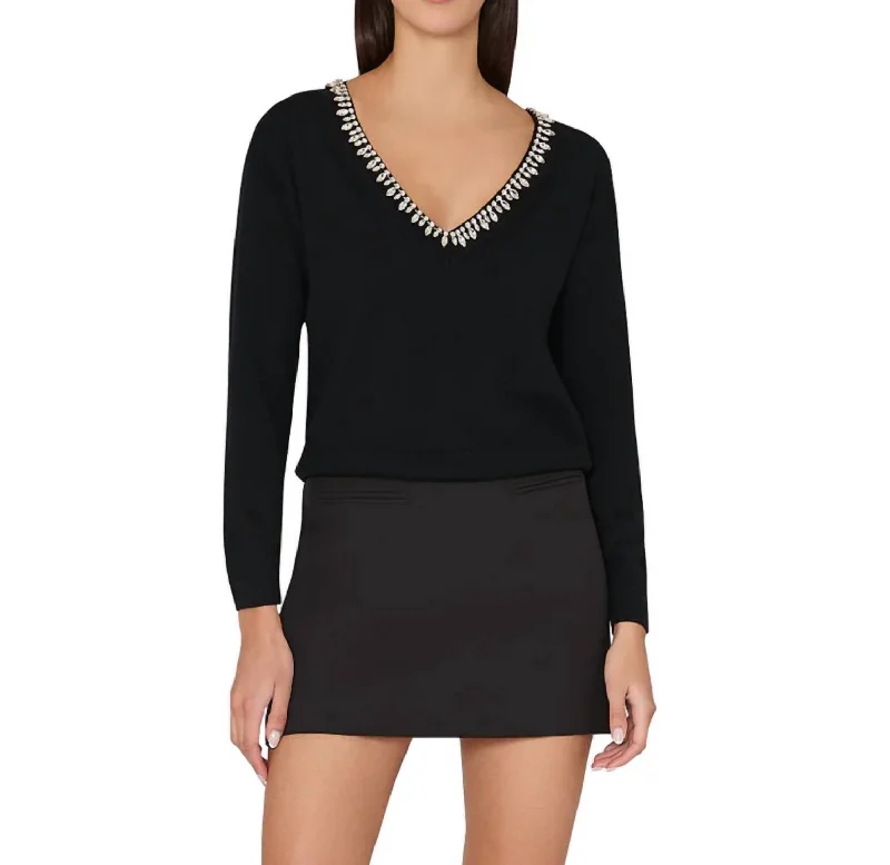 Cool Style Kalia Crystal Sweater In Black