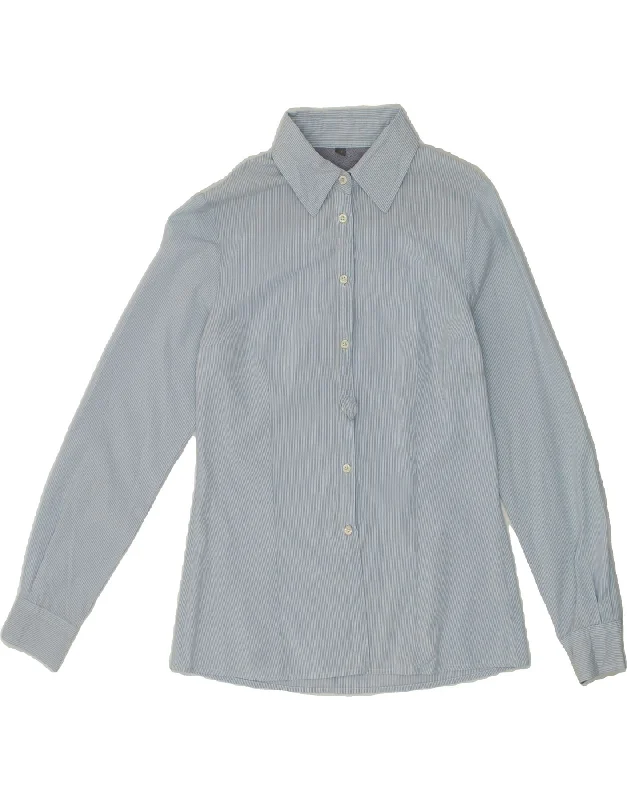 Fresh Wear BEST COMPANY Womens Shirt UK 12 Medium Blue Pinstripe Cotton