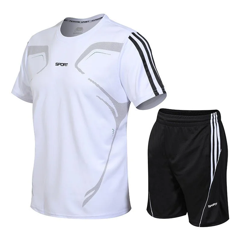 Exquisite Tailoring Men's Breathable Activewear Set - Moisture-Wicking T-Shirt & Quick-Dry Shorts