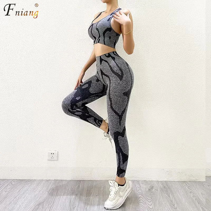 Personalized Wear Gym Fitness Soft Yoga Bra - Striped Leopard Print High Waist Leggings