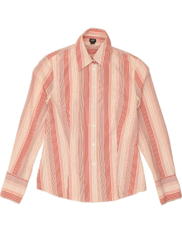 Youthful Style ESPRIT Womens Shirt UK 12 Medium  Pink Striped Cotton