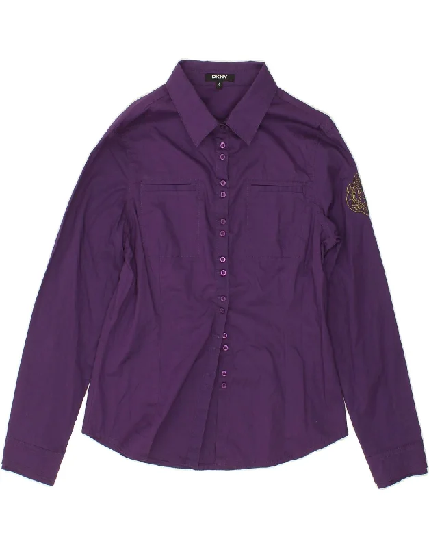 Unique Fashion DKNY Womens Shirt UK 14 Medium  Purple Cotton