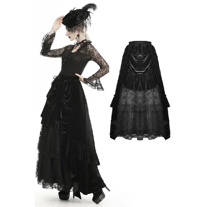 Youthful Vitality Women's Gothic Ruffles Velet Lace Skirts