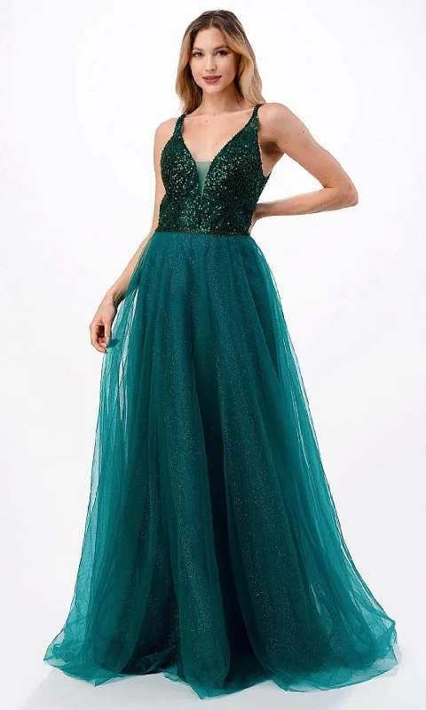 Fashion Innovation Trevi Collection L2684 - Bead Embellished Open Back Evening Gown