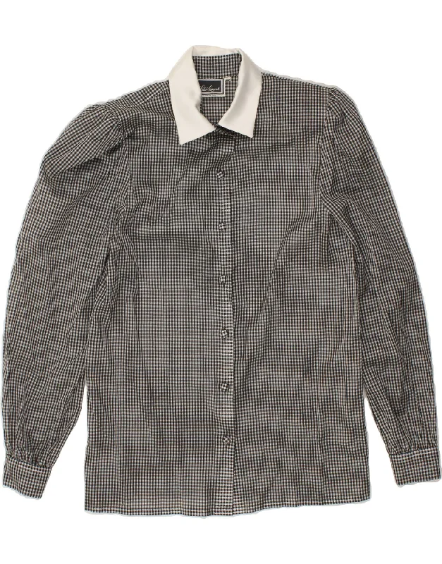 Fashionable In The Times LUISA SPAGNOLI Womens Shirt IT 42 Medium Grey Gingham Polyester