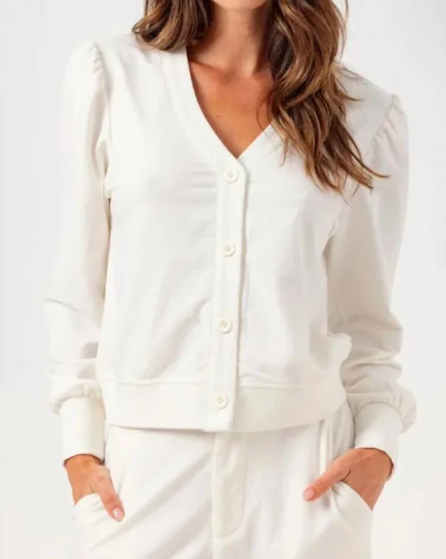 Luxury Classic Scout Cardigan In Coconut Milk