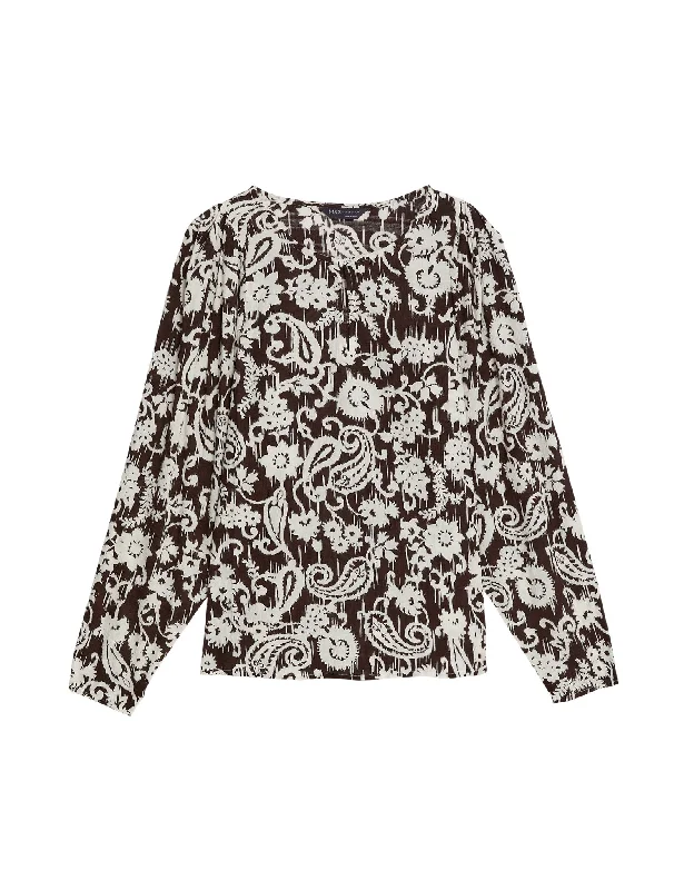 Trends Cotton Blend Printed Crew Neck Blouse