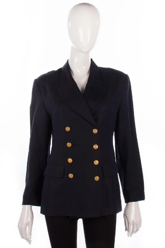 Romantic Temperament Patrick Gerard Blazer Dark Blue Linen with gold Buttons Size 12