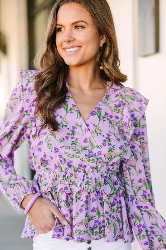 Fashionable Inner Wear It's Your Day Lavender Purple Ditsy Floral Blouse