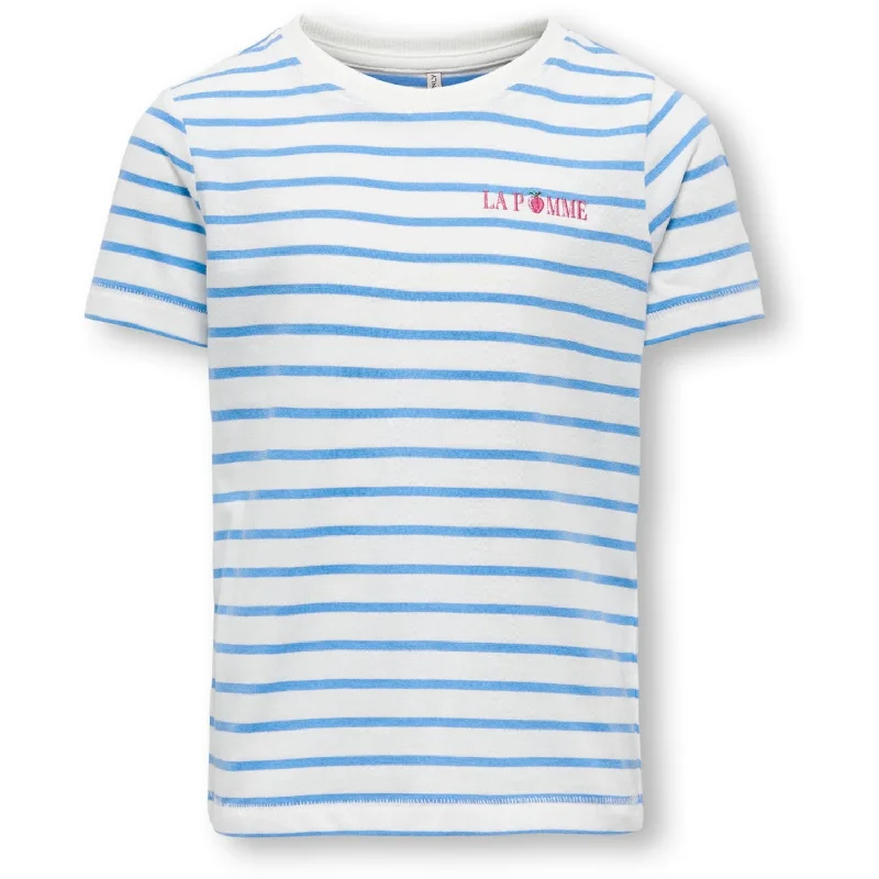 Elegant Wear kids ONLY Cloud Dancer Azure blue + print pomme stripe Bone La Pomme T-Shirt