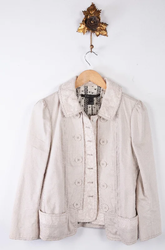 Casual Choice Marc Jacobs Cropped Military Style Jacket Cotton Cream UK10 US8