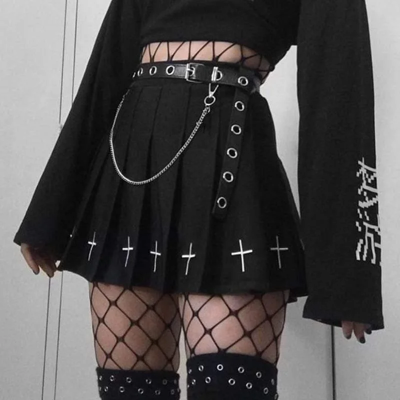 Fashion Must-have Women's Gothic Crosses Pleated Skirts