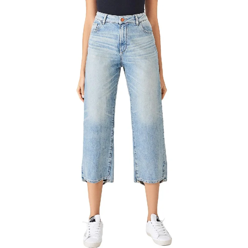 Fresh And Fashionable DL1961 Womens Hepburn Wide Leg Denim Cropped Jeans