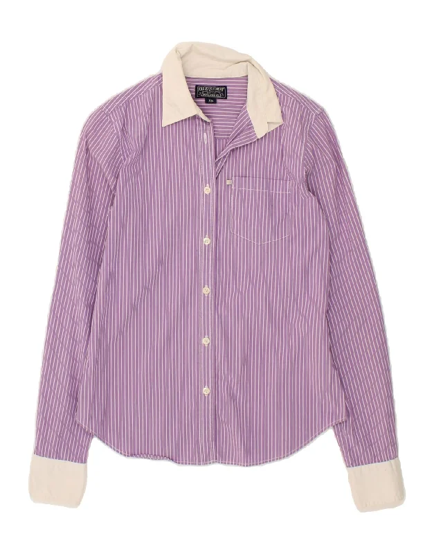 Simple Design POLO RALPH LAUREN Womens Shirt UK 6 XS Purple Pinstripe Cotton