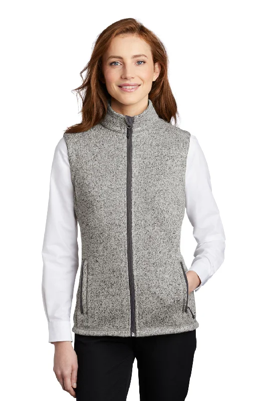 Sweet Breath Port Authority Womens Sweater Fleece Full Zip Vest - Heather Grey