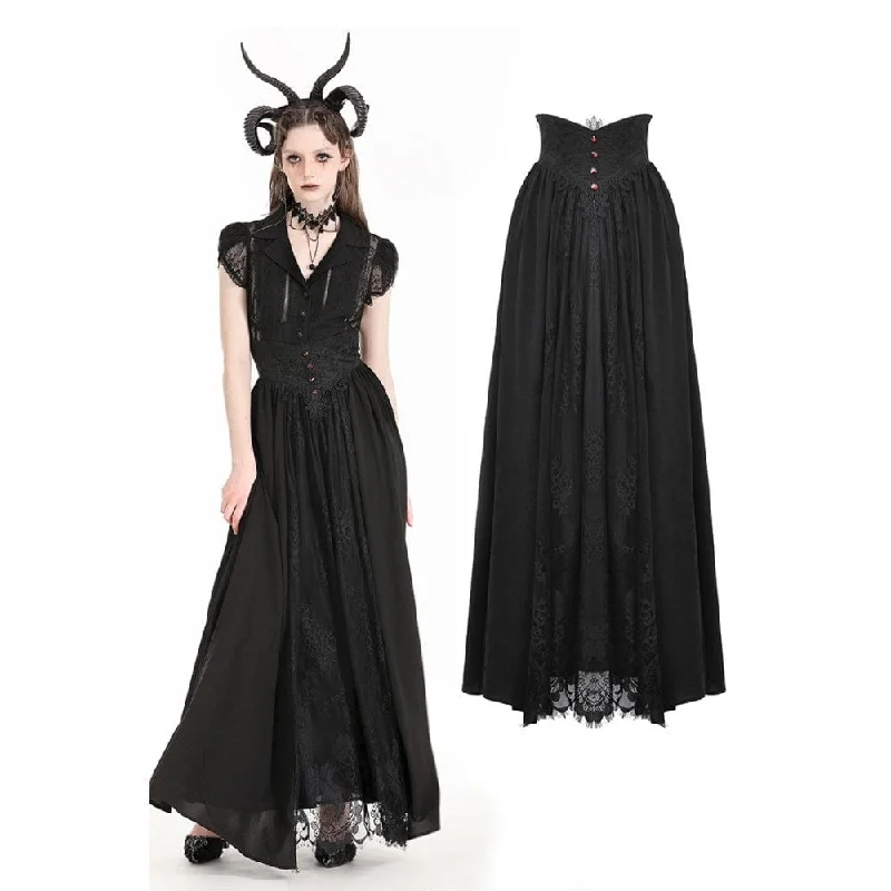 Youthful Style Women's Gothic Heart Embroidered High-waisted Skirt