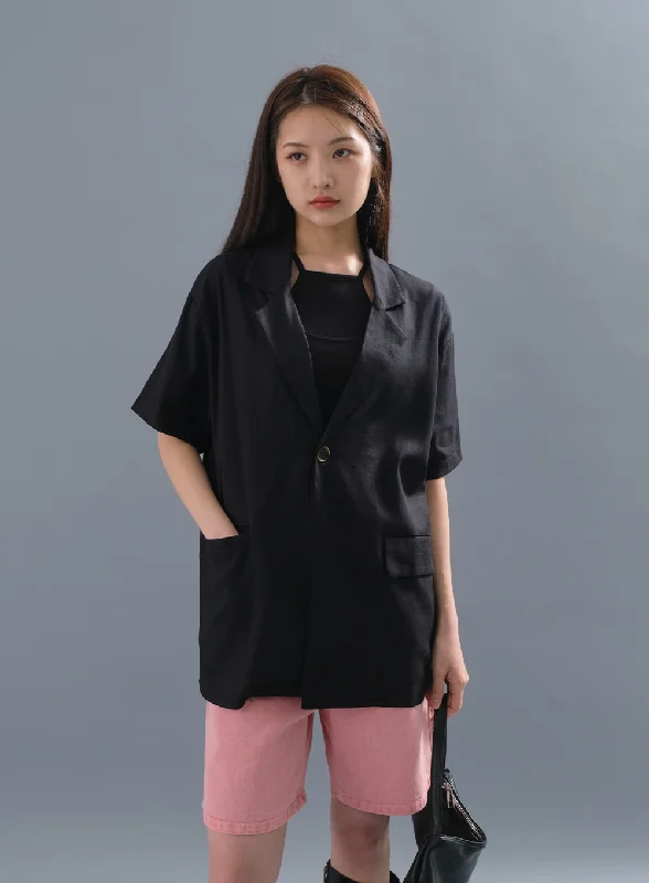 Street Fashion Linen Oversized Blazer Jacket CM12