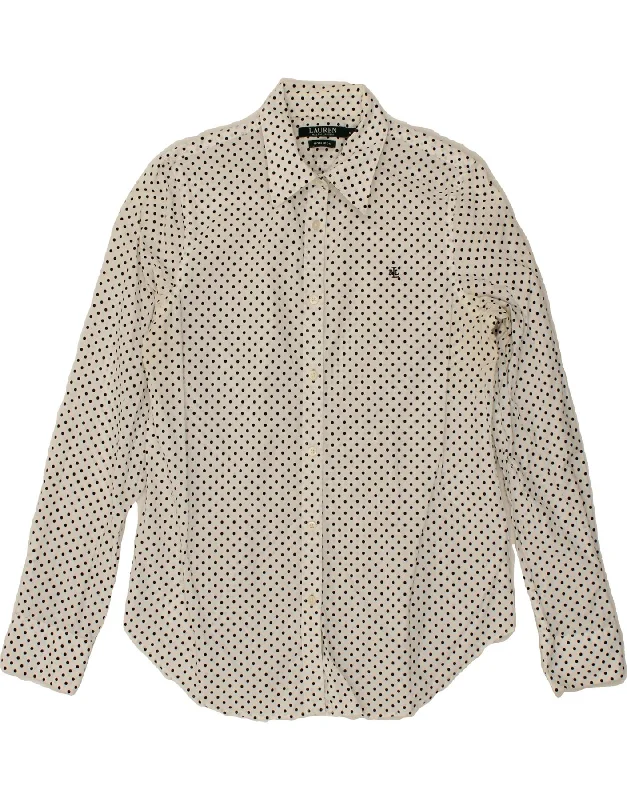 Breathable Design RALPH LAUREN Womens Shirt UK 12 Medium White Polka Dot Cotton