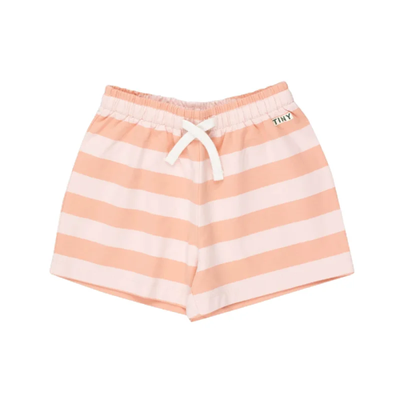 Personalized Wear Stripes Short in Pastel Pink and Papaya by Tinycottons - Last One In Stock - 6 Years