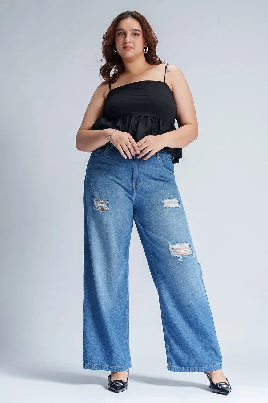 Dressing Tips Soft Sapphire Curve Wide Leg Jeans