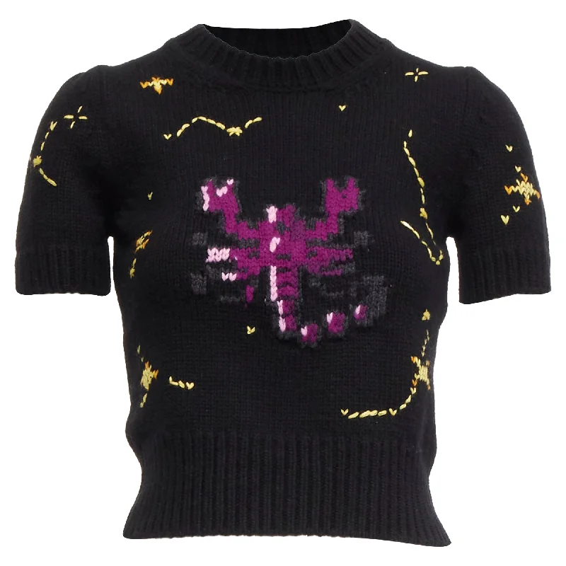 Artistic Temperament Christian Dior pixel zodiac scorpio wool cashmere cropped sweater