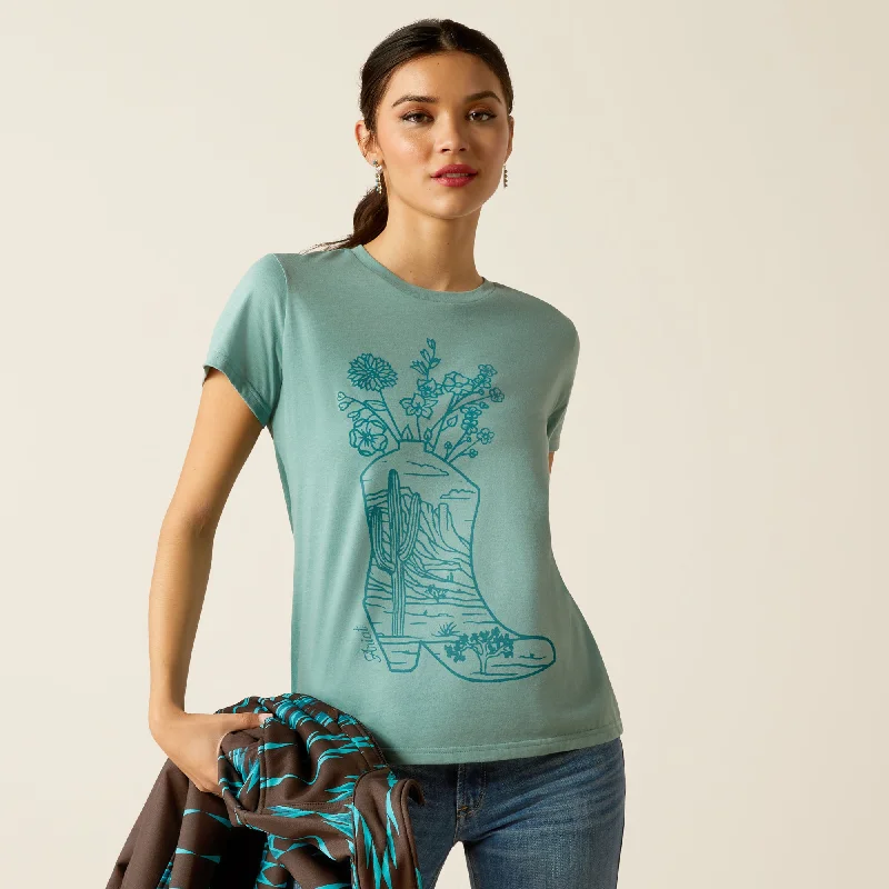 Noble And Elegant Women's Ariat Garden Boot T-Shirt #10052543