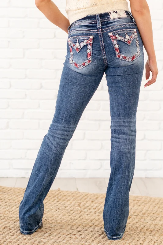 High Street Design Americana Stars & Stripes Mid Rise Boot Cut