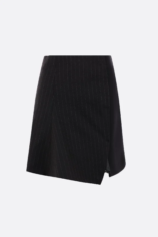 Celebrity Picks pinstriped wool asymmetric miniskirt