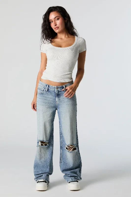 Fashion Pioneer Low Rise Distressed Skater Jean