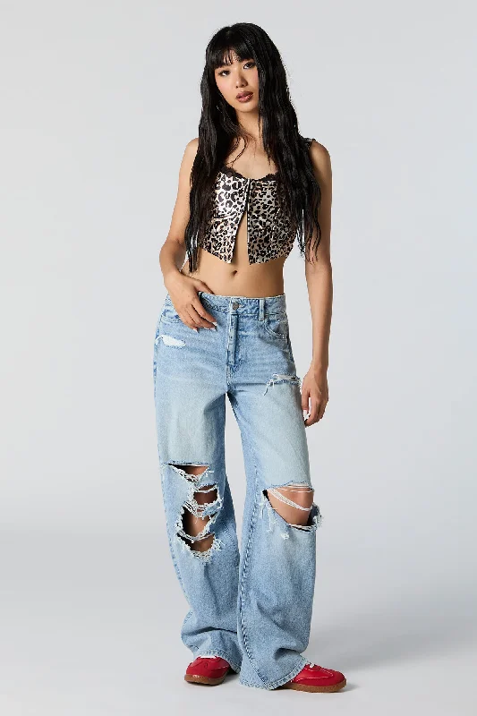 Leisure Sports Ultra Distressed High Rise Wide Leg Jean