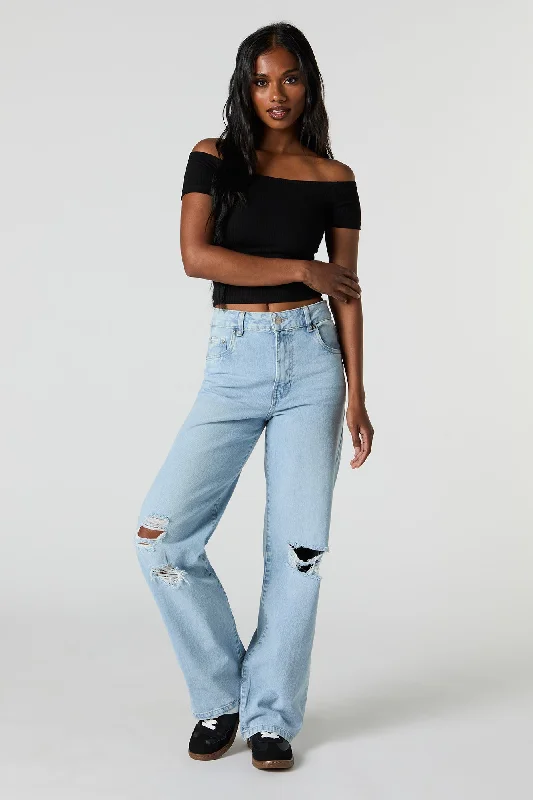 Perfect Tailoring 90's High Rise Wide Leg Distressed Jean