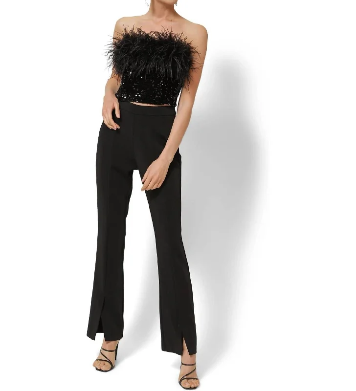 Luxury Classic Alexis Split Pant In Black