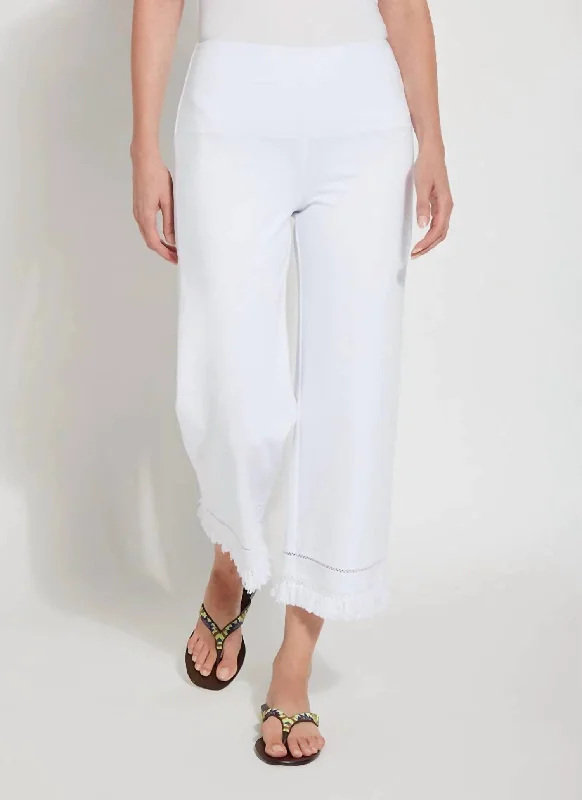 Fashion Touch Coastal Wide Leg Fringe Pants In White