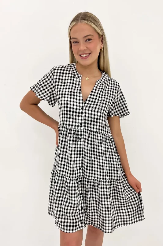 Creative Prints Elijah Mini Dress Black Gingham